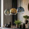 Koyoto Suspension, Boule lumineuse, Suspension Bleu, Or, Vert, Clair, 3 lumières