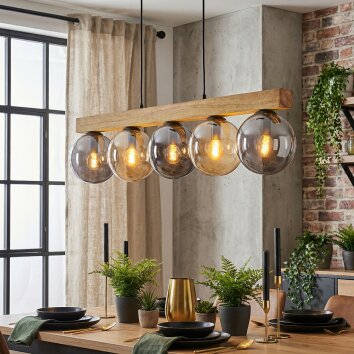 Gastor Suspension, Boule lumineuse, Suspension Écru, Noir, 5 lumières