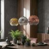 Ripoll Suspension, Boule lumineuse, Suspension Chrome, Or, Clair, Cuivré, Fumé, 3 lumières