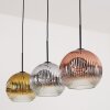 Ripoll Suspension, Boule lumineuse, Suspension Chrome, Or, Clair, Cuivré, Fumé, 3 lumières