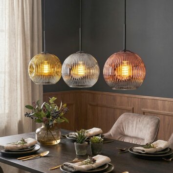 Ripoll Suspension, Boule lumineuse, Suspension Chrome, Or, Clair, Cuivré, Fumé, 3 lumières