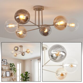 Gastor Plafonnier, Boule lumineuse 80 cm Sable, 6 lumières