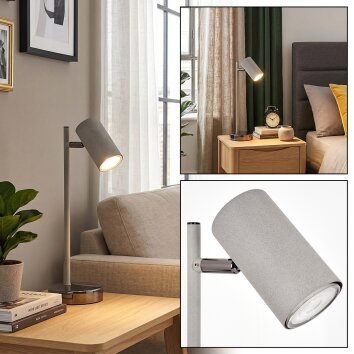 Javel Lampe de bureau, Lampe à poser LED Chrome, Gris, 1 lumière