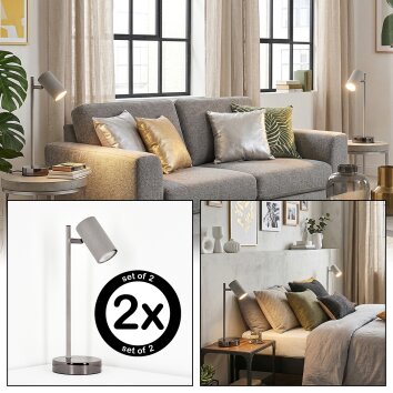 Javel Lampe de bureau, Lampe à poser LED Chrome, Gris, 1 lumière