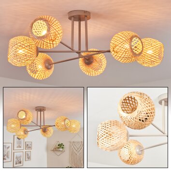 Basto Plafonnier, Boule lumineuse Sable, 6 lumières