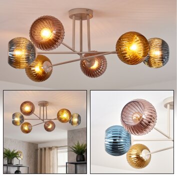 Koyoto Plafonnier, Boule lumineuse 78 cm Sable, 6 lumières