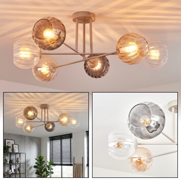 Koyoto Plafonnier, Boule lumineuse 78 cm Sable, 6 lumières