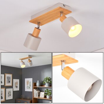 Olaris Plafonnier, Spot de plafond Chrome, Gris, Écru, 2 lumières