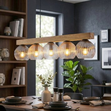 Koyoto Suspension, Boule lumineuse, Suspension Écru, Noir, 5 lumières