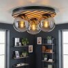 Rafon Plafonnier, Boule lumineuse Couleur bois, Noir, 3 lumières