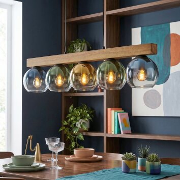 Koyoto Suspension, Boule lumineuse, Suspension Écru, Noir, 5 lumières