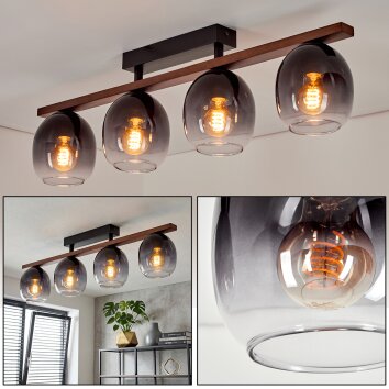 Chauplane Plafonnier Brun foncé, Écru, Noir, 4 lumières