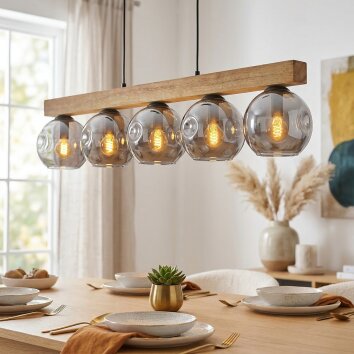 Ripoll Suspension, Boule lumineuse, Suspension Écru, Noir, 5 lumières
