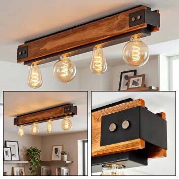 Yuma Plafonnier Écru, Noir, 4 lumières