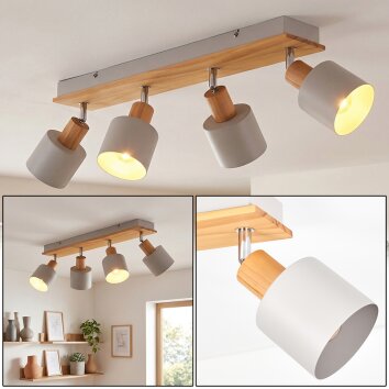 Olaris Plafonnier, Spot de plafond Chrome, Gris, Écru, 4 lumières