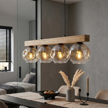 Ripoll Suspension, Boule lumineuse, Suspension Écru, Noir, 4 lumières