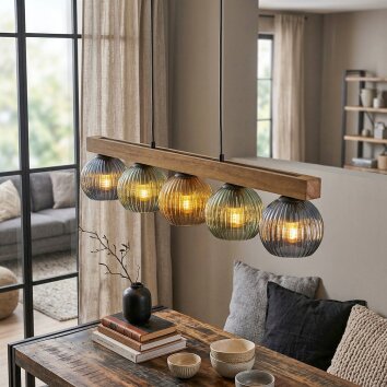 Koyoto Suspension, Boule lumineuse, Suspension Écru, Noir, 5 lumières