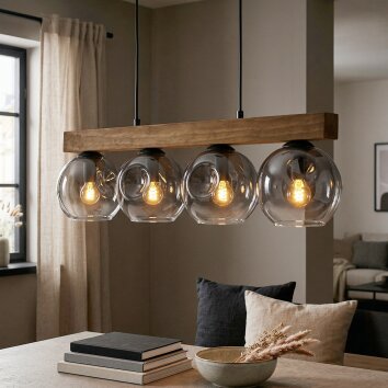 Ripoll Suspension, Boule lumineuse, Suspension Écru, Noir, 4 lumières