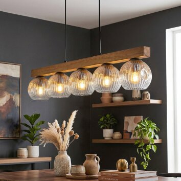 Ripoll Suspension, Boule lumineuse, Suspension Écru, Noir, 5 lumières