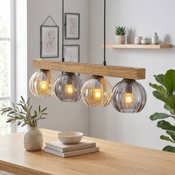 Koyoto Suspension, Boule lumineuse, Suspension Écru, Noir, 4 lumières