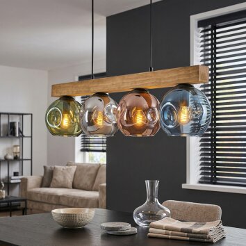 Ripoll Suspension, Boule lumineuse, Suspension Écru, Noir, 4 lumières