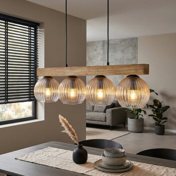 Koyoto Suspension, Boule lumineuse, Suspension Écru, Noir, 4 lumières