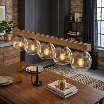 Koyoto Suspension, Boule lumineuse, Suspension Écru, Noir, 5 lumières