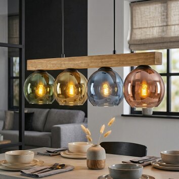 Koyoto Suspension, Boule lumineuse, Suspension Écru, Noir, 4 lumières