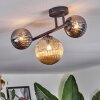 Chehalis Plafonnier, Boule lumineuse Ambre, Chrome, Fumé, 3 lumières