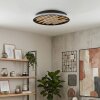 Velani plafonnier LED rond Ø 41 cm, lattes en bois, design scandinave pour salon
