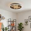Velani plafonnier LED rond Ø 41 cm, lattes en bois, design scandinave pour salon