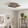 Velani plafonnier LED bois carré, lattes façon chêne, style scandinave