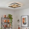 Velani plafonnier LED bois carré, lattes façon chêne, style scandinave