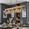 Koyoto suspension à poutre en bois 95 cm, globes en verre multicolores, 5 feux