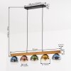 Koyoto suspension à poutre en bois 95 cm, globes en verre multicolores, 5 feux