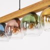 Koyoto suspension à poutre en bois 95 cm, globes en verre multicolores, 5 feux
