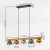 Koyoto suspension barre en bois, 5 lumières, globes en verre coloré, longueur 95 cm