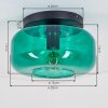 Boza plafonnier en verre vert, abat-jour rond en verre, douille E27, ø 28 cm