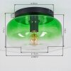 Plafonnier Boza en verre vert dégradé, globe rond Ø 28 cm, style rétro