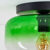 Plafonnier Boza en verre vert dégradé, globe rond Ø 28 cm, style rétro