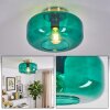 Plafonnier Boza en verre vert, luminaire de plafond rond Ø 28 cm vintage