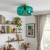 Plafonnier Boza en verre vert, luminaire de plafond rond Ø 28 cm vintage