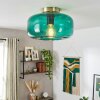 Plafonnier Boza en verre vert, luminaire de plafond rond Ø 28 cm vintage