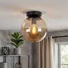 Plafonnier Gastor boule en verre ambré, luminaire de plafond vintage