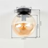 Plafonnier Gastor boule en verre ambré, luminaire de plafond vintage