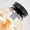 Plafonnier Gastor boule en verre ambré, luminaire de plafond vintage