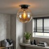 Gastor plafonnier globe en verre ambré, luminaire de plafond vintage E27