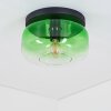 Plafonnier rétro Boza avec abat-jour rond en verre vert et clair, ø 28 cm, E27