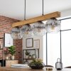 Ripoll suspension luminaire verre et bois 4 lampes, globes striés, longueur 75 cm