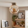Gastor plafonnier boule vintage en verre ambré, douille E27
